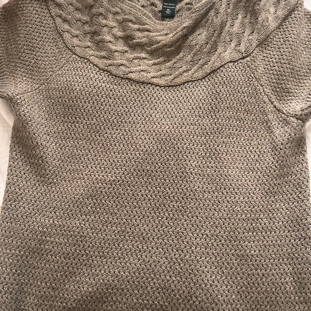 New York & Company Tan Cowl Neck Sweater